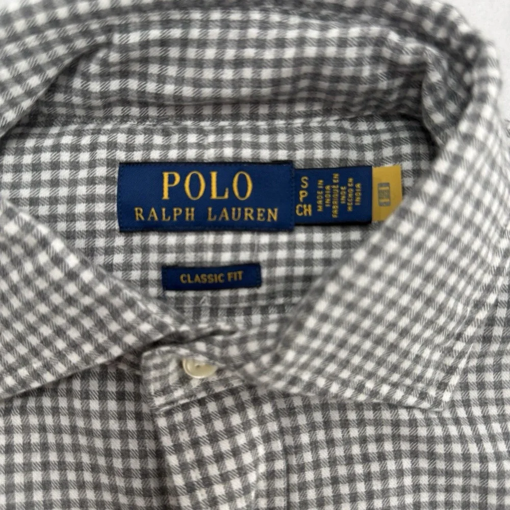 NEW Polo Ralph Lauren Button Down Mens Small Grey Gingham Classic Fit Shirt $125